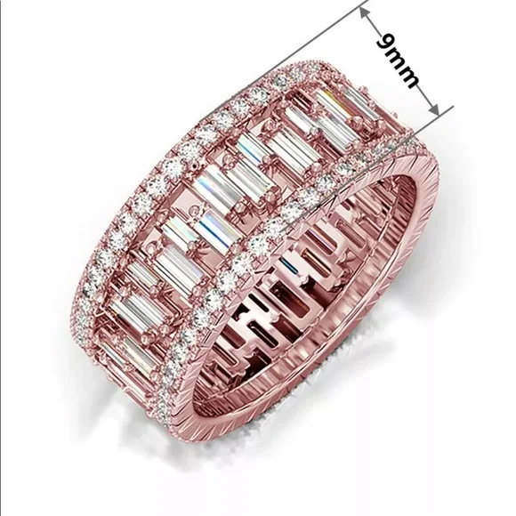 New Women’s Rose Gold Plated Sapphire Ring - Picture 2 of 2